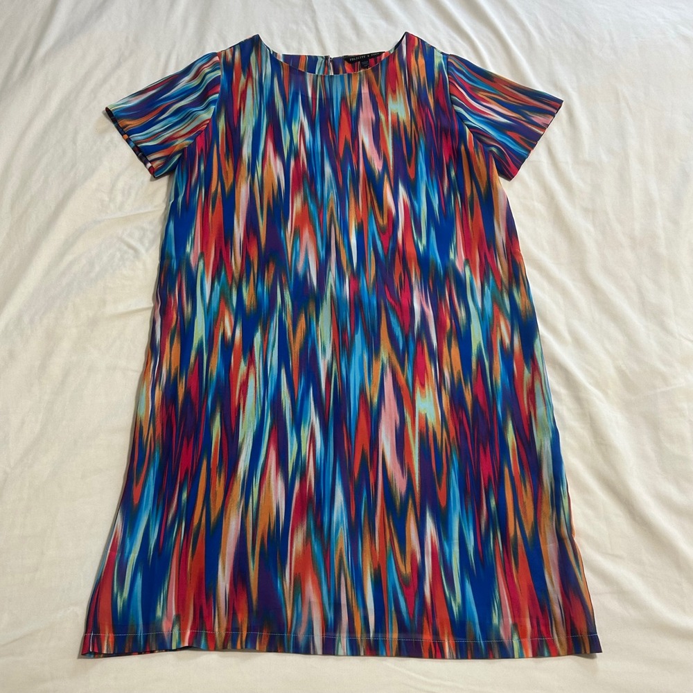 Felicity & Coco Womens Abstract Ikat Print Shift Dress Short Sleeve XS
